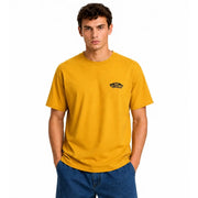 T-shirt Vans pour homme en coton jaune à col rond, orné du logo Vans Off the Wall jaune moutarde.
