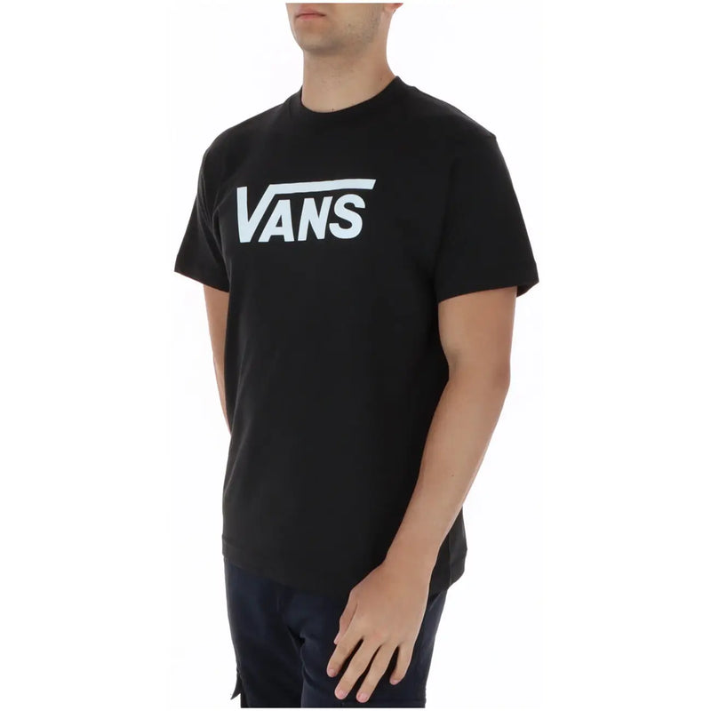 T-shirt graphique Vans pour homme, en coton noir, avec logo Vans blanc sur la poitrine.