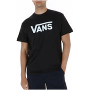 T-shirt graphique Vans pour homme, en coton noir, avec un logo blanc audacieux sur la poitrine.