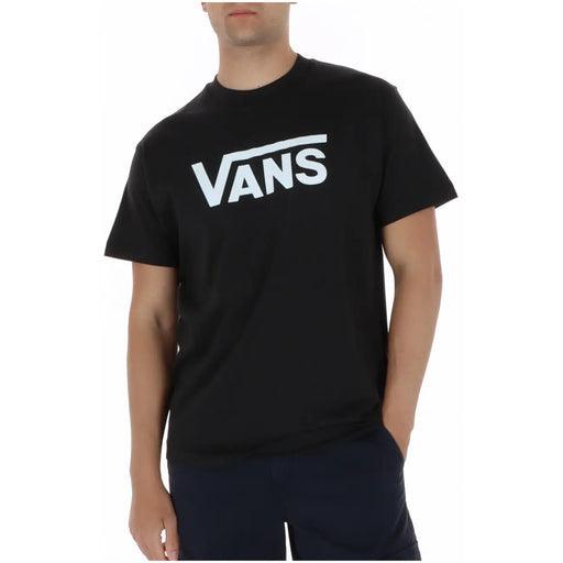 T-shirt graphique Vans pour homme, en coton noir, avec un logo blanc audacieux sur la poitrine.