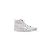 White high-top sneaker with flame design on side, likely from vans.