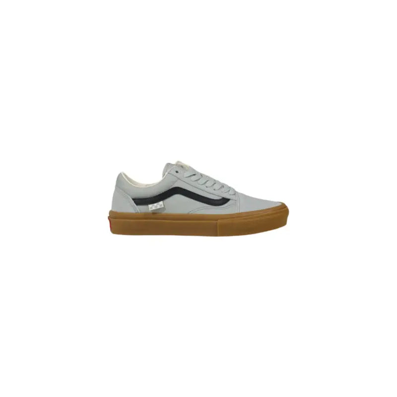 Vans Women Grey Leather Old Skool Sneakers with Gum Sole