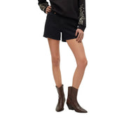 Vero Moda black cotton shorts with front pockets featuring a straight-leg cut in denim material