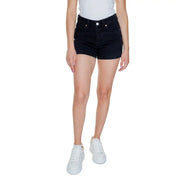 Vero Moda Short en jean noir taille haute en coton avec poches