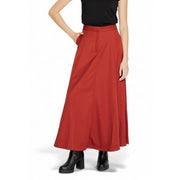 A flowing rust-red polyester midi skirt with high waist and pleated design from vero moda for fall winter