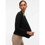 Vero Moda women black cotton blazer with sleek modern cut and subtle button detailing on cuffs