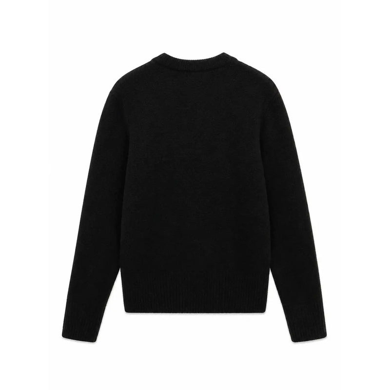 Vero Moda Pull noir en maille pour femme, col rond, texture maille lisse et unie, style ras du cou
