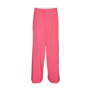 Vero Moda Pantalon fuchsia taille haute à jambes larges en polyester, tissu lisse et plis discrets sur le devant, taille 30