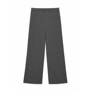 Vero Moda Pantalon gris pour femme, en tissu texturé discret, fermeture éclair, coupe classique et jambes larges.