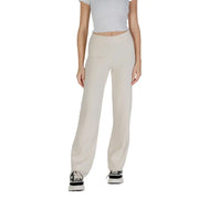 Vero Moda women white viscose blend high-waisted wide-leg trousers with smooth flowing fabric for fall winter