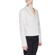 Vero Moda women’s grey marl blazer in off-white with single button closure and structured shoulders