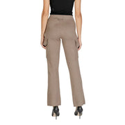 Vila beige viscose blend high-waist flared cargo trousers with side pockets