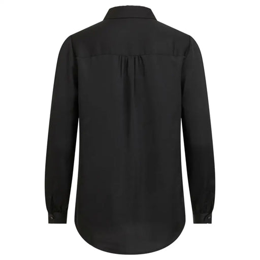 Vila black polyester long-sleeve button shirt with lapel collar
