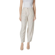 Vila Clothes beige high-waisted pleated tapered trousers