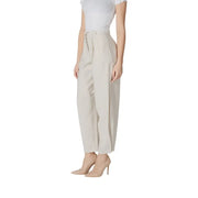 Beige high-waisted wide-leg trousers with tailored fit and subtle front pleats from vila clothes women’s spring summer collection