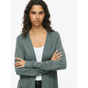 Vila women green knit cardigan with ribbed cuffs v-neckline viscose blend long fall outerwear