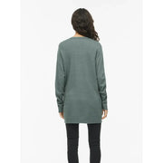 A soft sage green long-sleeved vila women cardigan in viscose blend with relaxed fit and ribbed cuffs for fall wear