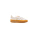 White Adidas Gazelle platform sneakers with gum sole for women displayed in Pink Suede Adidas Slip On Sporty Sneakers product