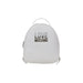 White Mini Backpack with LOVE MOSCHINO text, fashionable accessory for casual wear