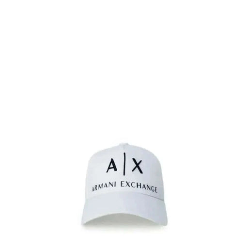 White baseball cap featuring A|X Armani Exchange logo for men