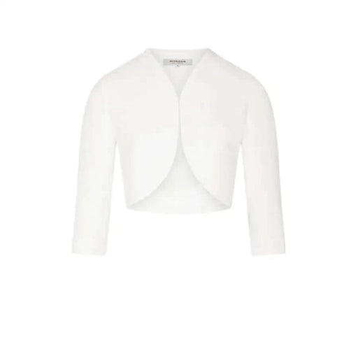 veste boléro blanche présentée avec Morgan De Toi Gilet noir pour femme à manches 3/4