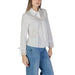 White button-up blouse with decorative eyelet cuffs by Jacqueline De Yong
