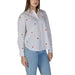 White button-up shirt with red heart patterns by Jacqueline De Yong for women