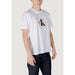 White Calvin Klein Jeans Men’s Print Round Neck T-Shirt displayed on a neutral background