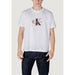 White Calvin Klein Jeans Men’s Print Round Neck T-Shirt displayed on a neutral background