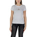 White Calvin Klein logo t-shirt with short sleeves in beige cotton for women