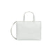 White Calvin Klein leather tote bag displayed prominently in a product image