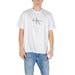 White Calvin Klein T-shirt paired with Blue Jeans in the Maroon Calvin Klein T Shirt display