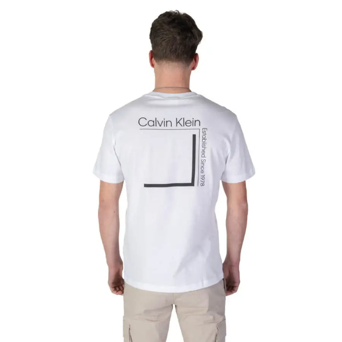 White Calvin Klein Men Cotton Round Neck T Shirt displayed on a neutral background