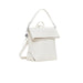 White convertible leather backpack and shoulder bag displayed with versatile design