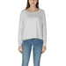 White crewneck sweater with beige trim in Liu Jo Women’s Long White T-Shirt design