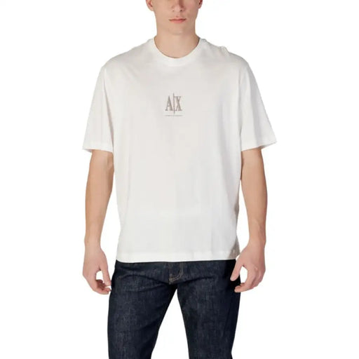 Col rond blanc T-shirt depuis Armani Exchange Collection pour hommes, en coton