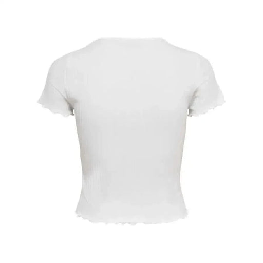 Only Women T-Shirt - White cropped t-shirt with short sleeves and ribbed hem
