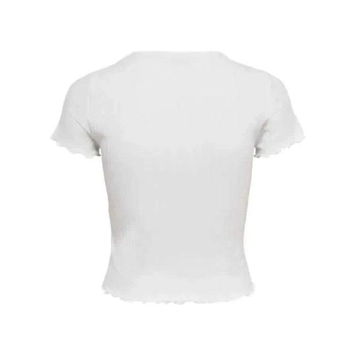 Only Women T-Shirt - White cropped t-shirt with short sleeves and ribbed hem