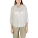 White eyelet button-down shirt displayed in the Red Eyelet Button Down Shirt product image