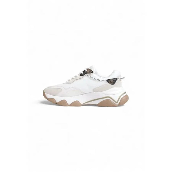 Guess Women’s White Sneakers featuring Rubber and Textile Composition for stylish comfort