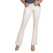 White flared trousers paired with beige high heels in Only - Only Women Jeans collection
