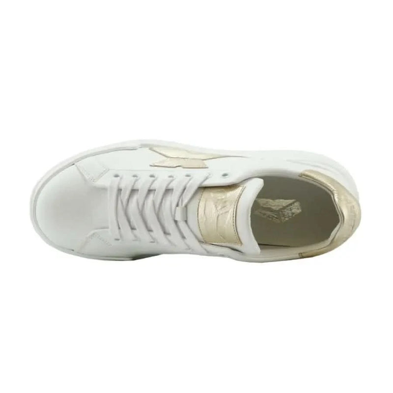 White and gold sneakers from Gold Laced Leather Sneaky Women Sneakers for Spring Summer