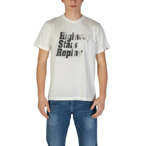 Men’s classic white graphic T-shirt displayed for casual wear