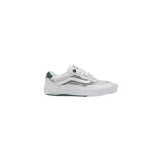 White and gray Vans skate shoe displayed in Vans Women’s Beige Leather Sneakers for Fall/Winter
