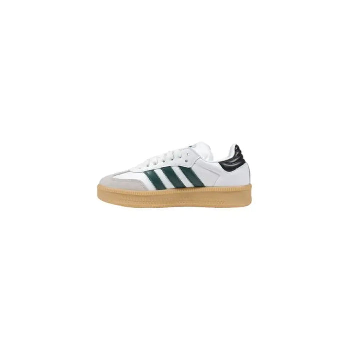 White and green Adidas Samba sneaker featured in Adidas Men’s White Leather Sneakers