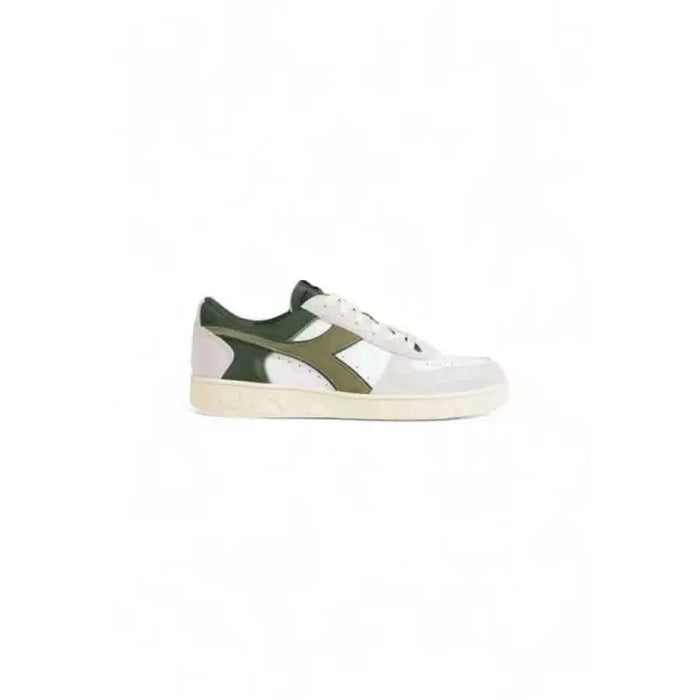 Diadora Men Sneakers featuring a white and green low-top retro design