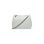 White Calvin Klein tote bag with silver chain strap for stylish accessorizing