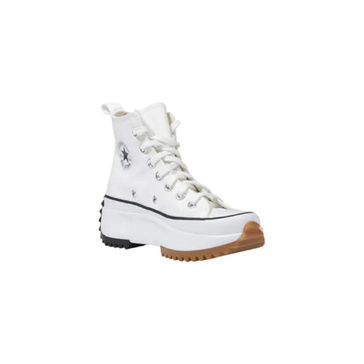 White Converse Run Star Hike High Top Sneaker displayed with its classic high-top design