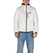 White Hooded Puffer Jacket displayed in an elegant setting, showcasing its stylish design