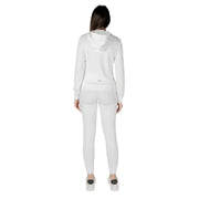 White hooded tracksuit displayed in the product listing showcasing stylish athletic wear